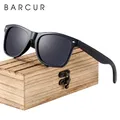 BARCUR Black Sunglasses for Men Sun Glasses Polarized Sunshade Natural Wood Sunglasses Men