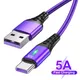 CQXSMAX 5A USB Type C Cable Mobile Phone Fast Charging Type-C Data Wire Cord For Huawei P40 Xiaomi