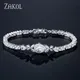 ZAKOL Fashion Water Drop Cubic Zirconia Tennis Bracelets & Bangles for Women Leaf Bridal Wedding