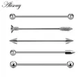 Alisouy 1pc Stainless Steel Eearring Piercing Industrial Barbells Bar Scaffold Ear Cartilage Helix