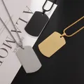 Hip Hop Military Style Stainless Steel Dog Tag Pendant Necklace for Men Women Gold Plated
