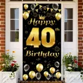 Black Gold 40th Birthday Banner Gold Ballon 40 Backdrop Pendants Adults Happy 40 year Birthday