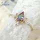 LAMOON Vintage Court Bijou Crown Ring For Women Alexandrite Ring 925 Sterling Silver Gold Plated