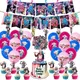 DC Anime Figure Harley Quinn Theme Party Balloon Pull Flag Row Set Scene Layout Decoration