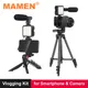 MAMEN Phone DSLR Camera Vlog Tripod Vlogging Kit with Remote Control Microphone LED Light for