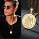 CATHOLIC FAITH MEN'S WHO IS LIKE GOD ST. MICHAEL BADGE MEDAL PENDANT NECKLACE FOR MEN JEWELRY WITH