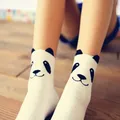 Black White Gray Girls Warm Cute Cartoon Panda 3D Eared Socks Funny Cute Harajuku Hipster Bear