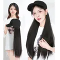 Long Straight Hat Wig Natural Brown Wigs Connect Synthetic Synthetic Baseball Cap Hair Wig Hat Wig