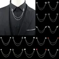 Fashion Gentleman Tassel Brooch For Men Suit Shirt Collar Chain Lapel Pin Pearl Anchor Star Wings
