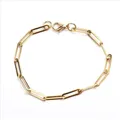 1PC 4mm New 304 Stainless Steel Link Cable Chain Bracelets For Women Men Gold Silver Color Oval