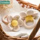 1pc Baby Rattles Crochet Flower Rattle Toy Wood Ring Baby Teether Rodent Infant Gym Mobile Rattles