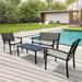 Dcenta 4 Pieces Patio Furniture Set Garden Patio Conversation Sets Poolside Lawn Chairs with Glass Coffee Table Porch Furniture (grey)