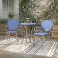Furniture of America Courtnie French Country 3-Piece Aluminum Outdoor Bistro Set by Blue/White