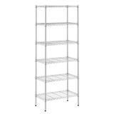Furinno Wayar 6-Tier Stackable Metal Storage Shelf Rack 23 x 13 x 59 Stainless Steel