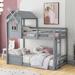 Twin over Twin Bunk Bed with Roof and Window
