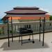 Anself 8x4ft Grill Gazebo metal gazebo with Soft Canopy and Steel Frame with hook and Bar Counters Fabric Brown