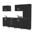 Lima 6 Piece Garage Set 2 Wall Cabinets + 2 Storage Cabinets + Drawer Base Cabinet + Pantry Cabinet Black