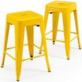 Brage Living Industrial 24 inch Metal Bar Stools Backless Metal Indoor-Outdoor Barstool with Square Seat Modern Kitchen Pub Chairs Counter Stool Stackable Barstools Set of 2ï¼ˆYellowï¼‰