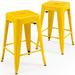 Brage Living Industrial 24 inch Metal Bar Stools Backless Metal Indoor-Outdoor Barstool with Square Seat Modern Kitchen Pub Chairs Counter Stool Stackable Barstools Set of 2ï¼ˆYellowï¼‰