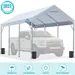 ADVANCE OUTDOOR Upgraded 10 x20 Steel Carport - Adjustable Height Heavy Duty Car Canopy Garage White