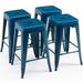 Brage Living Blue Backless Metal Bar Stools Indoor-Outdoor Counter Height Stool Backless Stackable Barstools Kitchen Counter Stools Chairs Set of 4