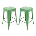Brage Living Industrial Metal Bar Stools Counter Stool Barstools Set of 2 Modern Backless 24â€� Stackable Metal Indoor/Outdoor Bar Stools Kitchen Counter Stools Chairs