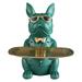 HIMIWAY Collectible Figurines Tabletop Sculpture for Home OfficeResin Cool Dog Sculpture Bull-dog Decorative Figurine Storage Tray Coin Bank Entrance Key Snack Holder Modern Art Statue Home