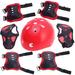 Kids Protective Gear Helmet Knee Pads and Elbow Pads Set with Wrist Guard Skateboard Accessories for Rollerblading Skateboard Cycling Skating Scooter-Red