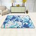 XMXY Area Rugs Doormat Outdoor Entrance Blue Abstract Leaf Pattern Facecloth Non-slip Floor Mat Rug for Living Room Kitchen Sink Area Indoor 72 x48