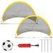 Soccer goal net Football Plaything Set 2 Pcs Mini Kids Soccer Goal Net with 1Pc Football 1pc Inflator and 4 Pcs Iron Nail for Kids Outdoor Training Game Toy (68CM Net)