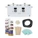 Yanshe Double Wax Pot Warmer Professional - At Home Waxing Kit Digital For All Hair Types - Eyebrow Facial Bikini etc. (White Double Pot)