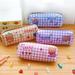 Kawaii Pencil Case Grid Pencil Bags Stationery For Girls PU Leather Trousse Scolaire Bear School Supplies Pencil Cases