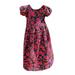 Youmylove Dresses For Girls Toddler Print Ruffle Trim Round Neck Puff Sleeve Flared A Line Floral Dress