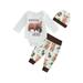 3pcs Newborn Baby Boys Girls Pants Set Letter Print Long Sleeve Romper Tops + Pants + Hat