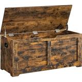 VASAGLE Storage Chest Storage Trunk with 2 Safety Hinges Storage Bench Shoe Bench Rustic Style 15.7 x 39.4 x 18.1 Inches for Entryway Bedroom Living Room Rustic Brown