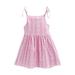 HAPIMO Girls s A Line Dress Toddler Baby Geometry Sleeveless Lovely Relaxed Comfy Cute Square Neck Princess Dress Drawstring Swing Hem Holiday Pink 12-18 M