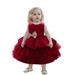 HAPIMO Girls s Party Gown Birthday Dress Solid Bowknot Cute Holiday Sleeveless Lovely Relaxed Comfy Princess Dress Round Neck Tiered Mesh Ruffle Hem Red 90