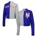 Women's Terez Gray/Royal New York Mets Cropped Button-Up Cardigan