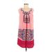 Pink Owl Casual Dress - Shift Scoop Neck Sleeveless: Pink Color Block Dresses - Women's Size Large