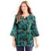 Plus Size Women's Affinity Chain Pleated Blouse by Catherines in Waterfall Painterly Strokes (Size 2X)