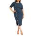 Plus Size Women's Button Front Workwear Dress by ELOQUII in Dress Blues (Size 26)