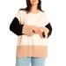 Plus Size Women's Colorblocked Relaxed Sweater by ELOQUII in Butter Cream Tan (Size 22/24)