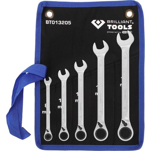 Brilliant Tools Ratschenringschlüssel-Satz, 5-tlg, umschaltbar, 8 - 19 mm Ratschen-Ringschlüsselsatz BT013205