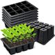 Gerrii 6 Pcs Silicone Seed Starting Trays Reusable Seed Starter Tray Sprouting Seed Tray with 72 Cell Plant Seed Germination Kit Indoor Starter Pots for Planting Growing Vegetable, Flower, Herb, Black