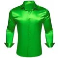 Y-ERA WANG-Chemises de Luxe en Satin pour Homme Manches sulf Couleur Unie 03Bloues Coupe