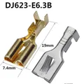 100Pcs DJ623-E6.3B Type 250 Cold Pressed Brass 6.3mm Spring Flat Plate Barbed Plug Terminal