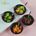 1/12 Dollhouse Miniature Accessories Mini Metal Cooking Pot with Food Simulation Kitchen Kitchenware