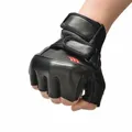 1Pair Black PU Leather Weight Lifting Gym Gloves Workout Wrist Wrap Sports Exercise Training Fitness