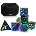 DND Dice Rechargeable with Charging Box 7 PCS LED Electronic Dices for Tabletop Games D&D Dice