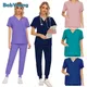 Multicolor Unisex Short Sleeved Pharmacy Nurse Uniform Hospital Doctor Workwear Oral Dental Surgery